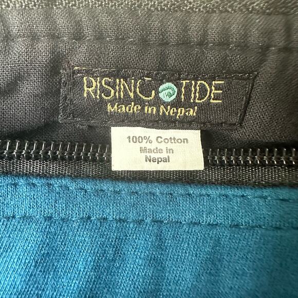 Rising Tide Blue Art to Wear Embroidered Floral Cotton Boho Crossbody Bag - Picture 6 of 8